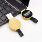 TG-7305 Bamboo Round LED Logo USB with Strap 64GB V. 3.0