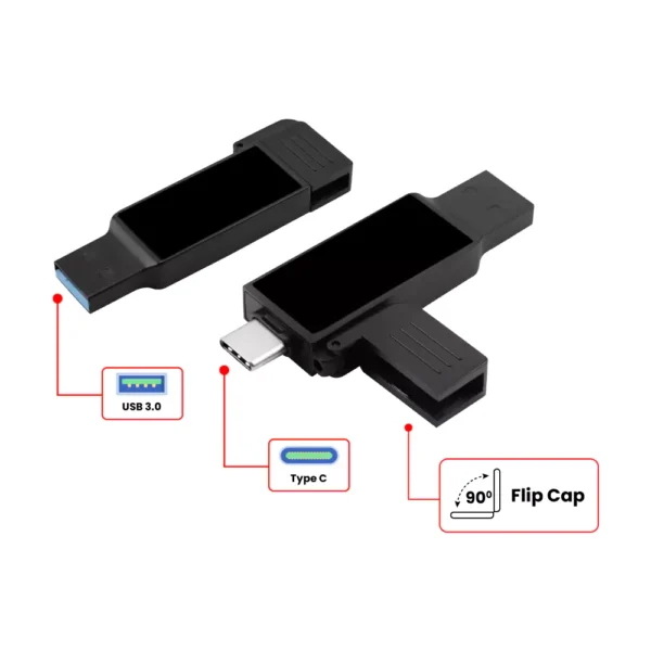 TG-7301 Black OTG USB with LED Logo 32GB V. 3.0 Type C