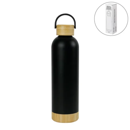 DW-7643 Double Wall SS Bottles with Bamboo Base & Lid 750 ml