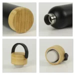DW-7643 Double Wall SS Bottles with Bamboo Base & Lid 750 ml