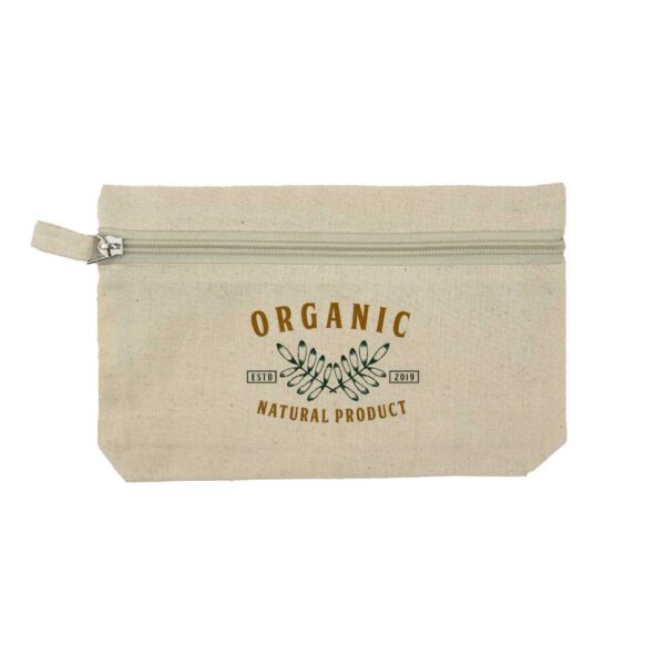 PK-503 Natural Cotton Pouches with front Zipper Closure