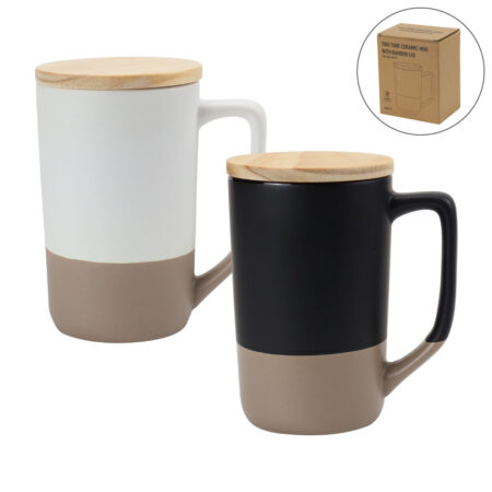 DW-7651 Ceramic Mugs with Clay Bottom, Bamboo Lid