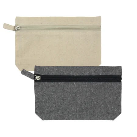 PK-503 Natural Cotton Pouches with front Zipper Closure