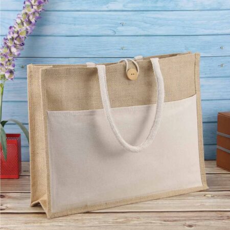 BG-9013 Jute Bags with Cotton Pocket and Handle
