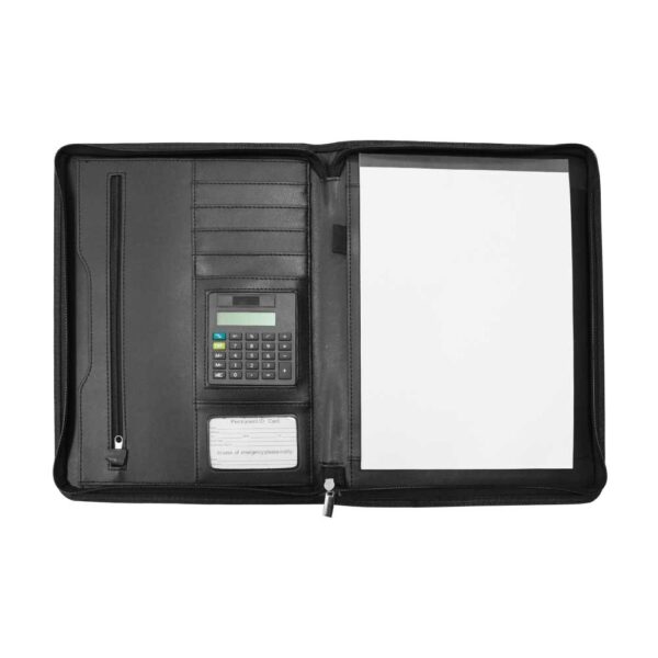 ST-9347 Leather Portfolio with Zipper and Calculator