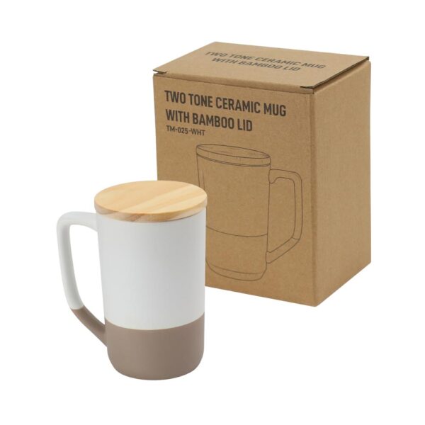 DW-7651 Ceramic Mugs with Clay Bottom, Bamboo Lid