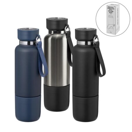 DW-7642 Multi-function SS Bottles, Double Wall, Base Cup, Lanyard, 500ml