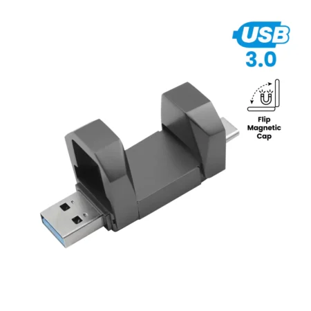 TG-7303 OTG USB Flip in Gun Metal 32GB V. 3.0 Type C Flip Magnetic Cap