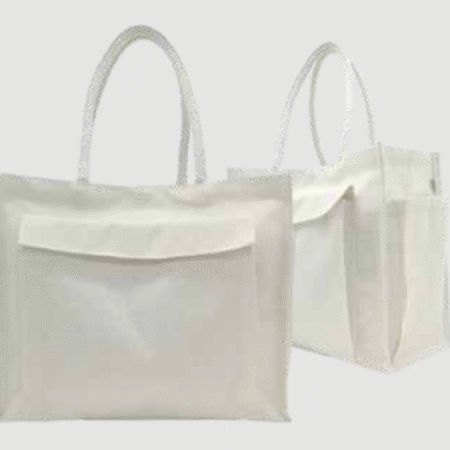 BG-9060 Premium White Juco Bag with Velcro Front & Side Pockets, Inner Zipped Pocket, Padded Handles