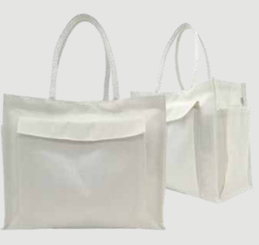BG-9060 Premium White Juco Bag with Velcro Front & Side Pockets, Inner Zipped Pocket, Padded Handles