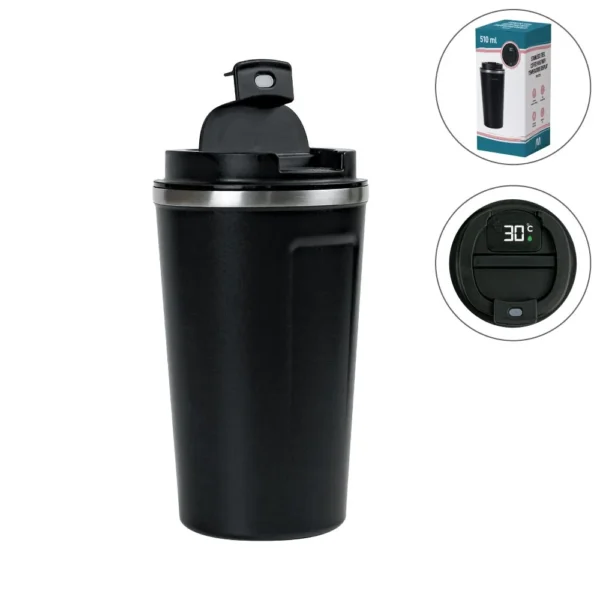 DW-7631 LED Temperature Display Black Tumblers Stainless Steel 510ml