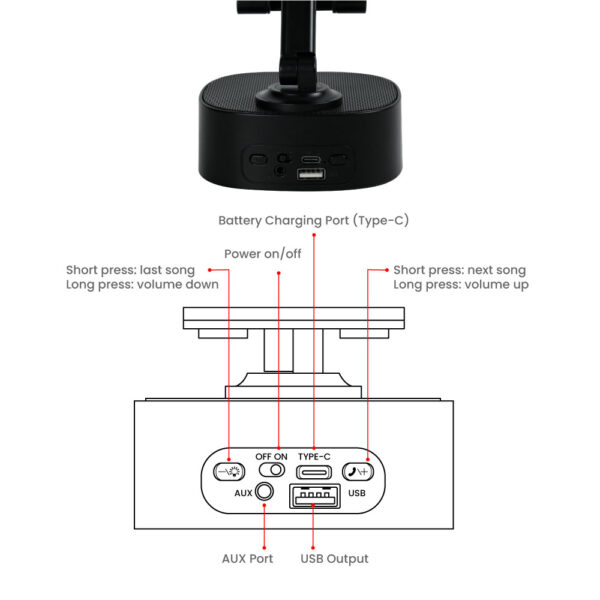 TG-7348 Wireless Fast Charger 15W with BT Speaker and RGB LED Logo