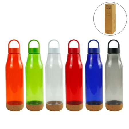 DW-7630 rPET Bottles with Cork Base, Twist-off Lid, Handle, 720ml