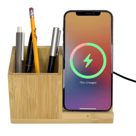 TG-73119 BAMBOO WIRELESS CHARGER PEN HOLDER