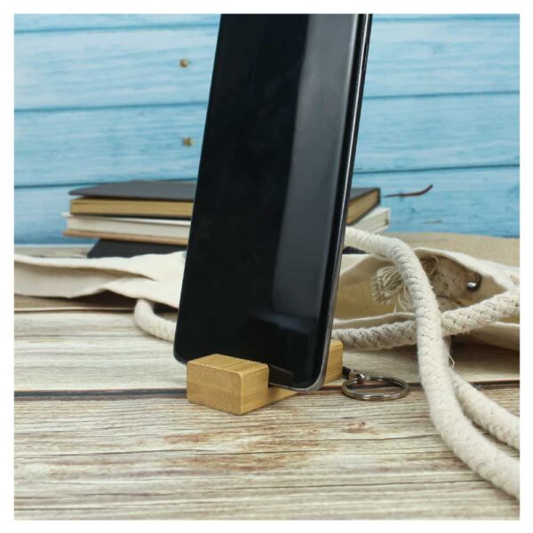 GN-1032 Bamboo Phone Stand with Round Key Holder