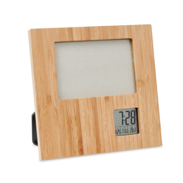 ST-9350 Bamboo Photo Frame with Digital Clock & Weather Station