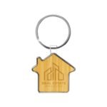 GN-1031 Bamboo and Metal Keychain House Shaped