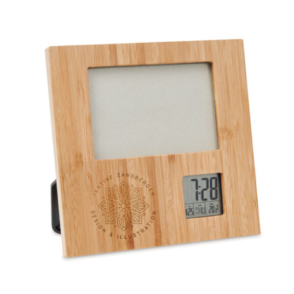 ST-9350 Bamboo Photo Frame with Digital Clock & Weather Station