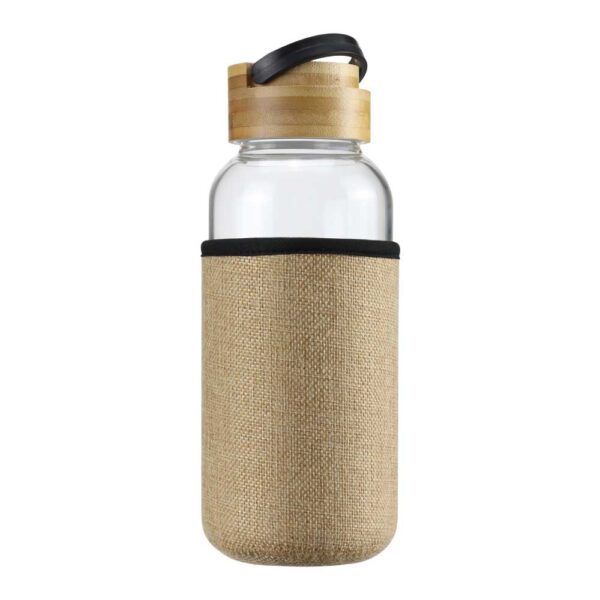 DW-7626 Glass Bottles with Bamboo Lid and Eco Sleeve, 1 liter