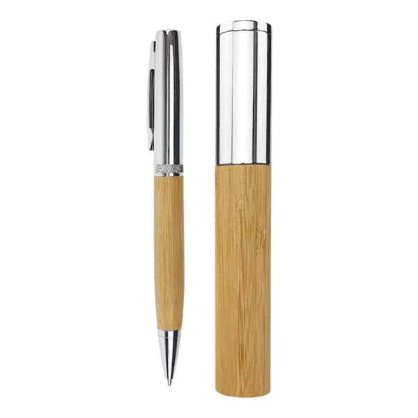ST-9384 Metal and Bamboo Pens with Tube Box