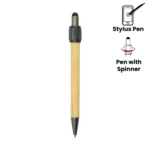 ST-9387 Bamboo Pens with  Metal Stylus and Top Spinner