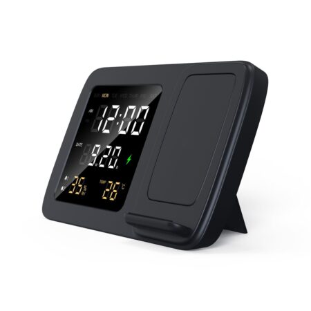RISE – Giftology Digital Alarm Clock Wireless Charger – Black (1)