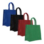 BG-9023 Reusable Square Jute Bags with Cotton Handles