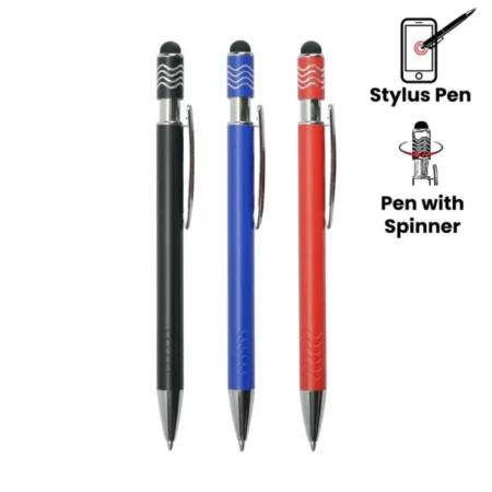 ST-9442 Stylus Metal Pens with Wave Design Top Spinner