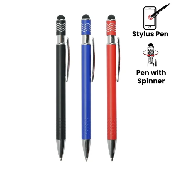ST-9442 Stylus Metal Pens with Wave Design Top Spinner