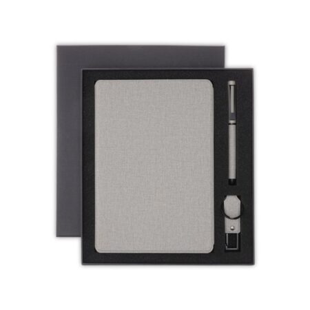 CHANGE ZERO Sustainable Gift Set with Refillable Notebook, Pen & USB Keychain – Grey