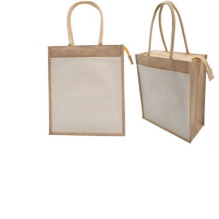 BG-9117 JUTE/ CANVAS BAG WITH ZIPPER