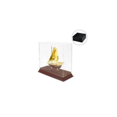 AT-8015 - UAE Golden Dhow Memento in Wooden Base & Acrylic Case