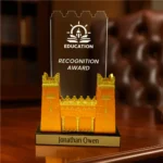 AT-8127 - Castle Design Crystal Award in Black Presentation Box