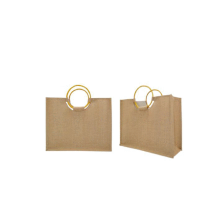 BG-9129 - JUTE BAG LAMINATED WITH CANE HANDLE