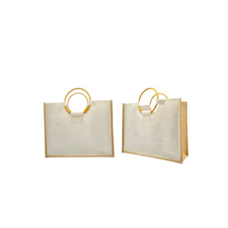 BG-9130 - JUTE BAG LAMINATED WITH CANE HANDLE