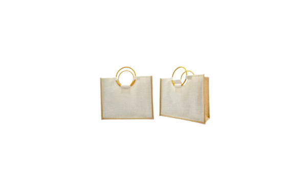 BG-9130 - JUTE BAG LAMINATED WITH CANE HANDLE