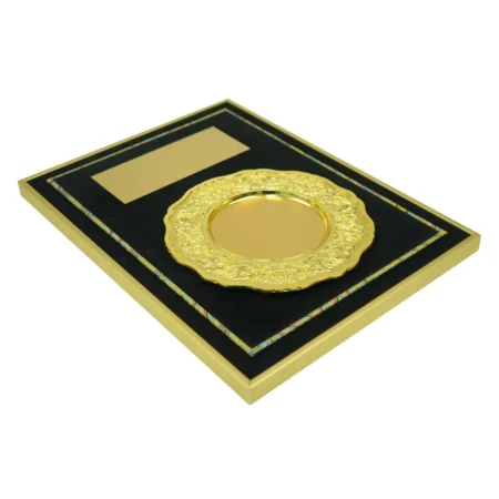 Award-Plaque-with-Gold-Plate-WPL-A3G-BLK-Flat-view