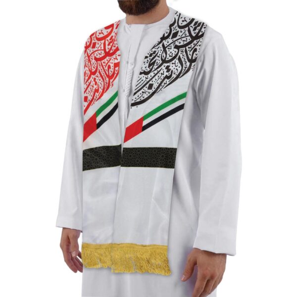 SG-7004 - UAE Flag Polyester Scarf with Gold Tassel
