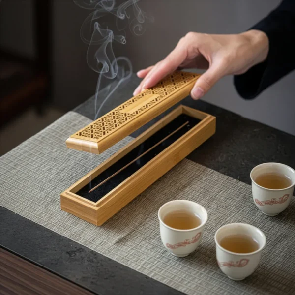 SG-7062 Wooden Incense Burner Holder with Drawer Includes 10 Pcs Oud Sticks