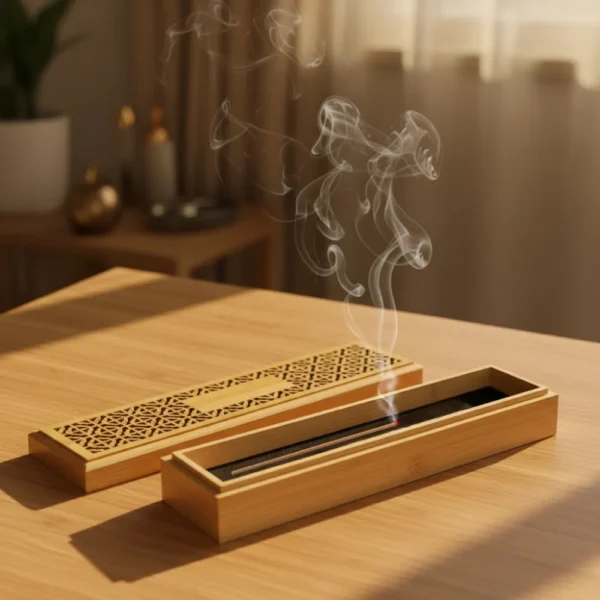 SG-7062 Wooden Incense Burner Holder with Drawer Includes 10 Pcs Oud Sticks