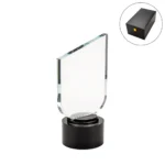 AT-8130 Crystal Trophy Round Black Base in Premium Fiber Box, Gold Lock Closure