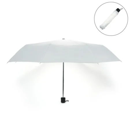 7059 Bi-Fold Umbrella in White Color with Velcro Closure and Pouch