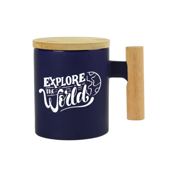 DW - 76152  Ceramic Coffee Mugs with Bamboo Handle and Lid 380ml