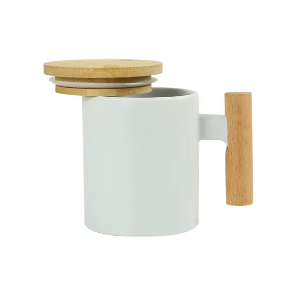 DW - 76152  Ceramic Coffee Mugs with Bamboo Handle and Lid 380ml