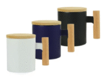 DW - 76152  Ceramic Coffee Mugs with Bamboo Handle and Lid 380ml